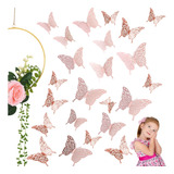 72pz Mariposa Decorativa, Pared 3d Color Rosa- 3 Tamaños