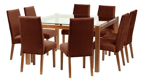 Juego De Comedor Barcelona 140x1400 Silla Cadiz Tela Velvet