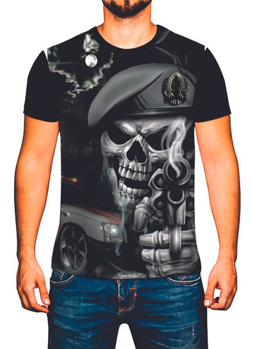 Camiseta Camisa Policia Rota Choque Civil Rocan Caveira Kj