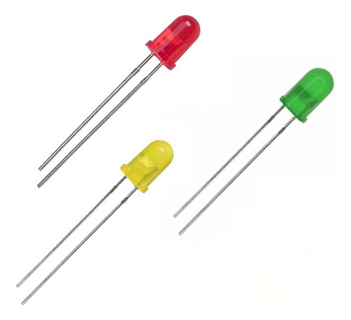 Kit 45 Leds Vermelho Verde Amarelo 5mm - 15 Unid. De Cada 3v