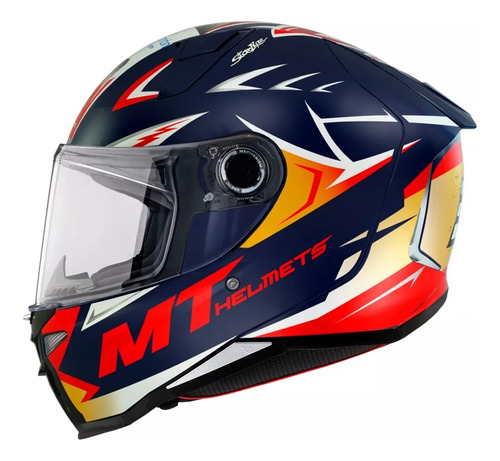 Casco Moto Mt Revenge 2 Acosta A37 Azul Brillo Integral Vxv