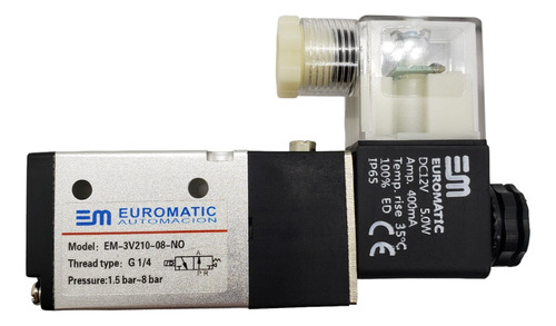 Electroválvula Solenoide 3/2 Rosca 1/4 Normal Abierta