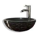 Lavabo Ovalin De Mármol Natural Rustico 35cm Negro Monterrey