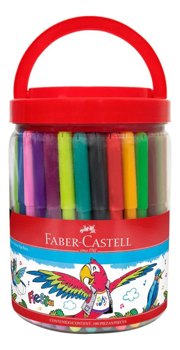 100 Plumones Faber Castell Fiesta Colorear Lavables Bote