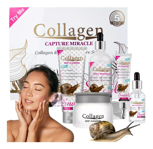 Set Skin Care Colagen Snail Blanqueamiento Limpieza Profunda