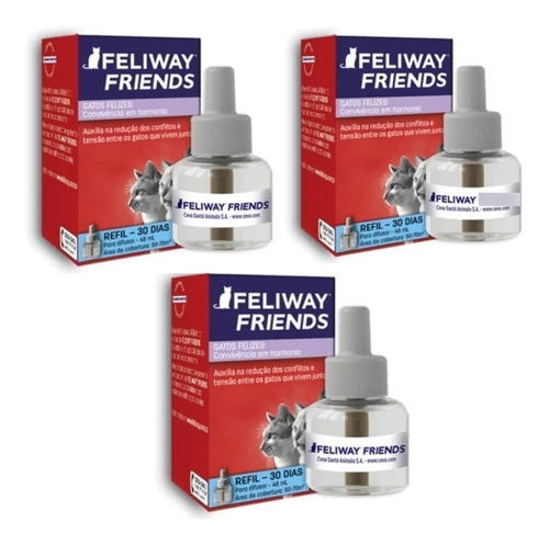 Kit 3 Refil 48ml Feliway Friends Conflitos Entre Gatos