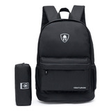 Kit Mochila + Estojo Masculino Escolar Passeio Resistente Cor Preto