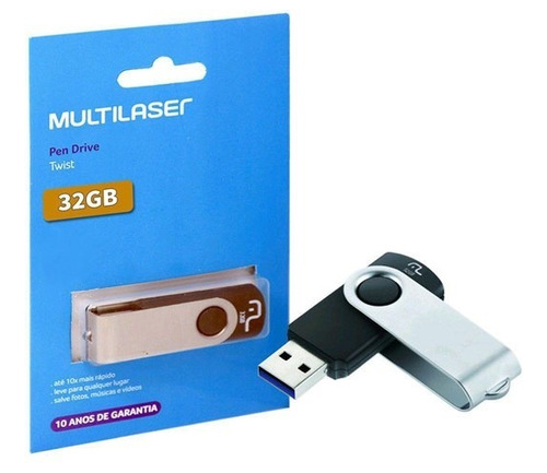 Pen Drive Twist 32gb Multilaser Preto/cinza