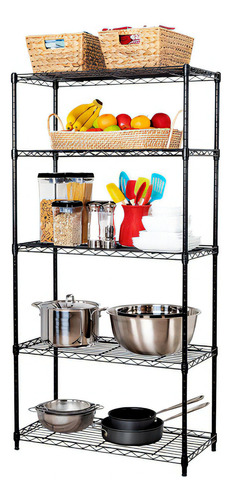 Rack Metálico Decoteam 5 Estantes De Rejillas Ajustables Color Negro