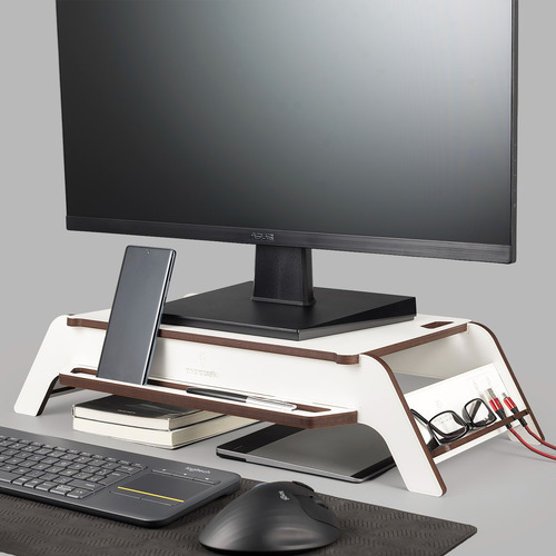 Soporte Base Eleva Monitor Pc-notebook Con Porta Celular 