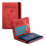 Porta Pasaporte Documentos Funda Protectora Viaje Con Rfid Color Rojo