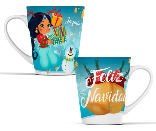 Taza Navideña Princesas Disney Sublimada Cónica 12oz M657