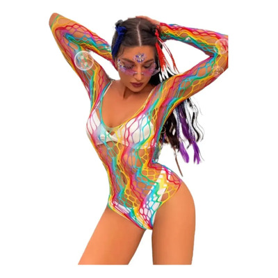 # Bodysuit Sexy De Red Arcoíris Antro Fiesta Playa Pareo