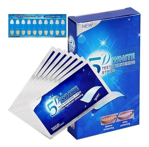 Tiras Gel Blanqueador Dental 5d White 7 Pares Parche Dientes