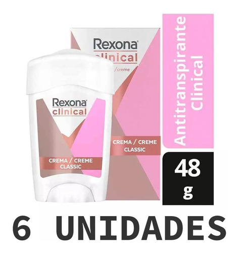 6 Unid Rexona Clinical Classic 48g Mujer En Crema