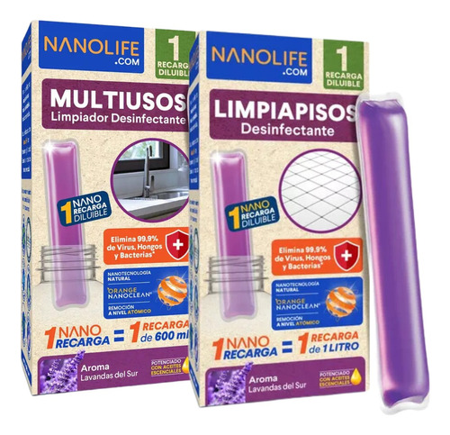 Limpiapisos Y Multiusos Nanolife Recarga Mixta - Pack X2