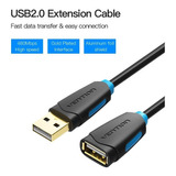 Alargue Usb 2.0 Cable 2m Extensor Alta Velocidad Vention Color Negro