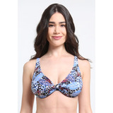 Bikini Anudado Copa C - D Estampado Azul