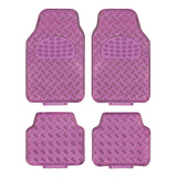 Set Cubre Piso Metálico Rosado Auto Tuning 4 Piezas 