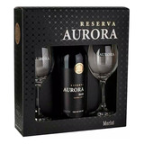 Kit Vinho Aurora Reserva Merlot Tinto Seco 750ml C/2 Taças