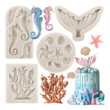 Minfeidms Mermaid Theme Cake Fondant Mold Seahorse Seashell 