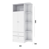 Guarda-roupa Infantil 2 Portas 2 Gavetas Branco 1420