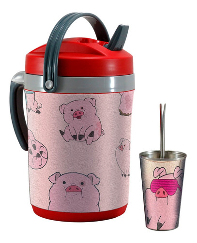 Set Terere Termo Vaso Bombilla, Chancho Pato