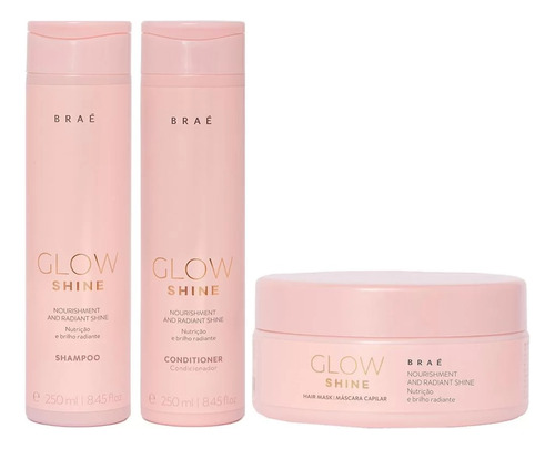 Kit Braé Glow Shine Trio Shampoo E Cond 250ml + Masc 200g