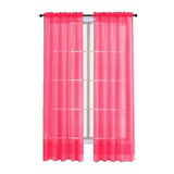 Cortina Traslucida 264cm Ancho X 160cm Largo En 2 Paneles Color Rosa Mexicano