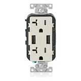 Receptáculo Doble Leviton 20-amp Cargador Usb Resiste