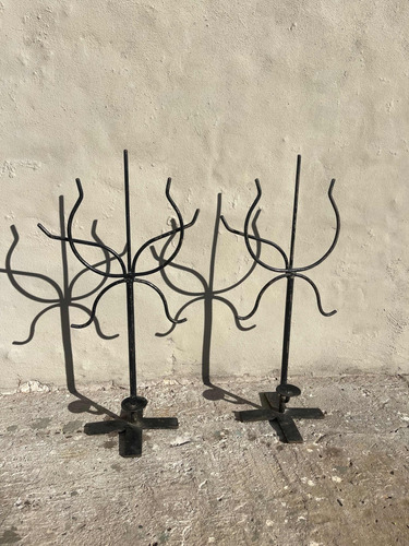 2 Candelabros De Hierro Antiguos