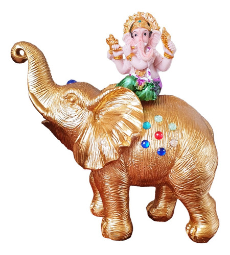 Elefante Indiano Em Resina Sorte E Sabedoria Ganesha 