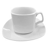 Juego X6 Taza Con Plato Cerámica Color Blanco