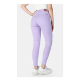 Chupin Crop De Gabardina Nahana Tiro Alto Rosado/morado