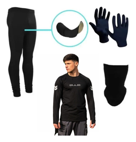 Combo!calza Ciclista+termica Reflectiva+cuello+guantes Termi