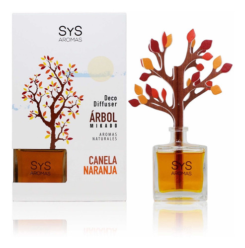 Difusor Mikado Ambientador Árbol 90ml Canela Naranja, Sys