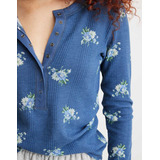  Blusa Aerie Waffle Henley 2489 Talla S De Mujer-b2