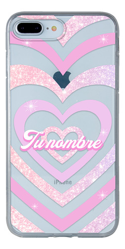 Funda Para iPhone Para Mujer Corazón Rosa Con Tu Nombre