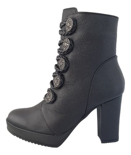 Bota Botín Mujer Vestir Vaquero Lyard 15601 Negro Piel