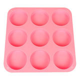 Molde Silicona Redondo 9 Cavidades Para Hornear Color Rosa