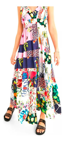 Desigual Vestido Largo Patch Tropical Mujer 21wwvw80/9019