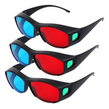 3 Piezas Rojo Azul 3d Gafas 3d Juego De Pelcula Gafas Anti-p