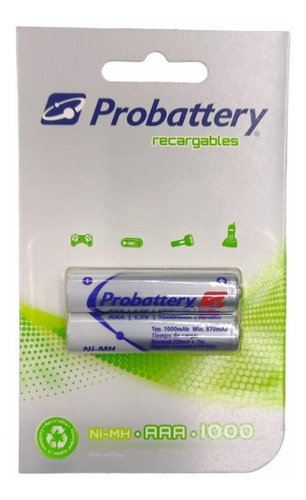 Pilas Recargables Aaa 1000 Mah En Blister X2 - Probattery