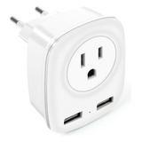 Adaptador De Enchufe De Viaje Europeo, Cargador Usb, Enchufe