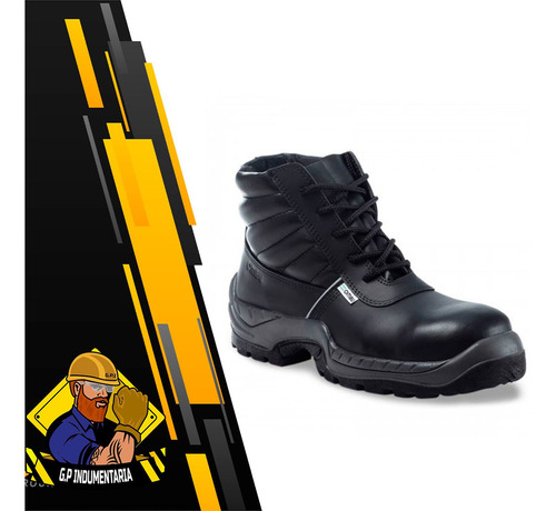 Botin Trabajo Frances Ombu Cuero Negro Seguridad Talle 40