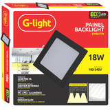 Painel Backlight Quadrado Embutir 18w 3000k Preto  G-light