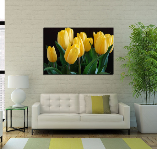 Cuadro 40x60cm Tulipan Amarillo Flores Naturaleza Life