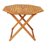 Sunnydaze Meranti Wood Octagon Outdoor Folding Patio Table -