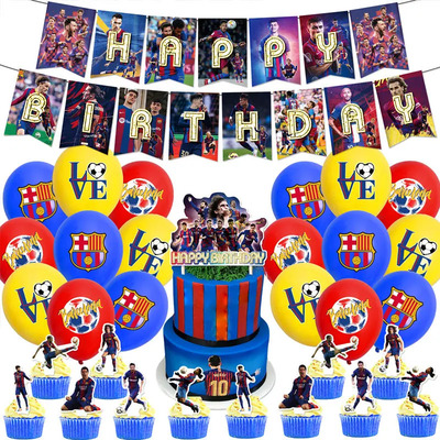 Kit Fiesta Fc Barcelona Globos De Cumpleaños Infantil
