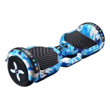 Hoverboard Skate Elétrico Azul Camuflado Com Led E Bluetooth